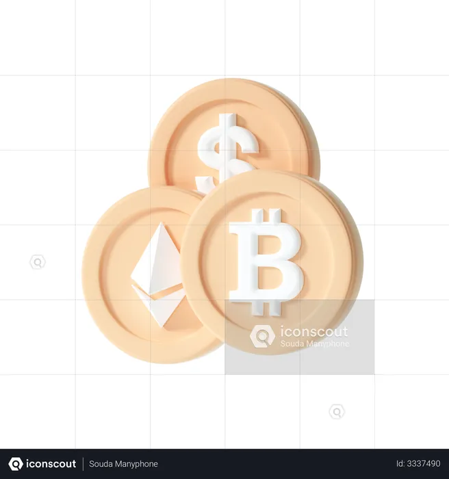 Cryptocurrency coin  3D Illustration