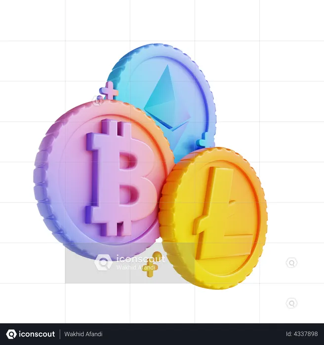 Cryptocurrency Coins  3D Illustration
