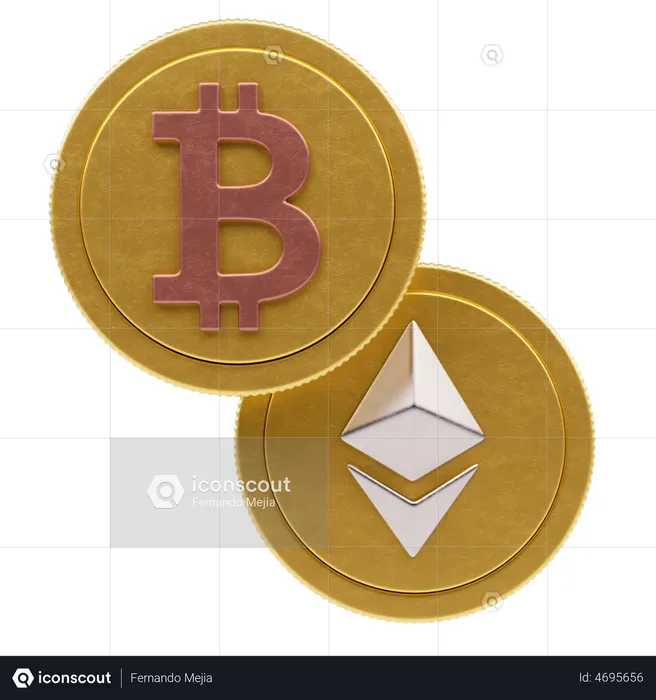Cryptocurrency Coins Swap  3D Icon