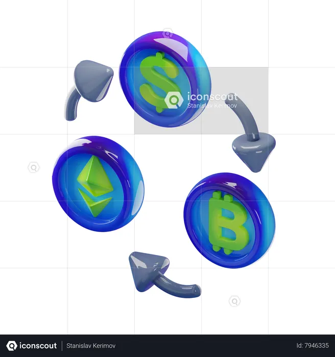 Cryptocurrency Exchange  3D Icon