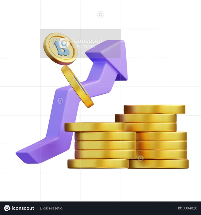 Cryptocurrency Growth  3D Icon