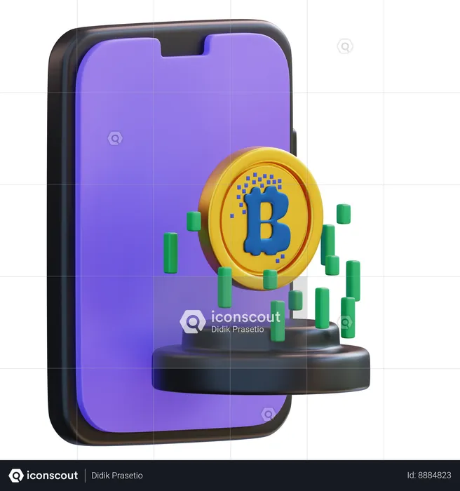 Cryptocurrency Mobile App  3D Icon