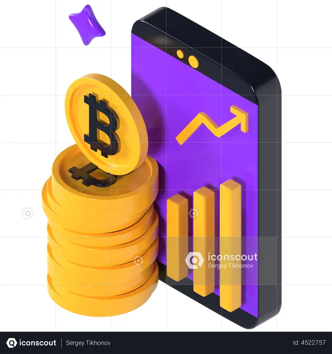 Cryptocurrency Rise  3D Illustration