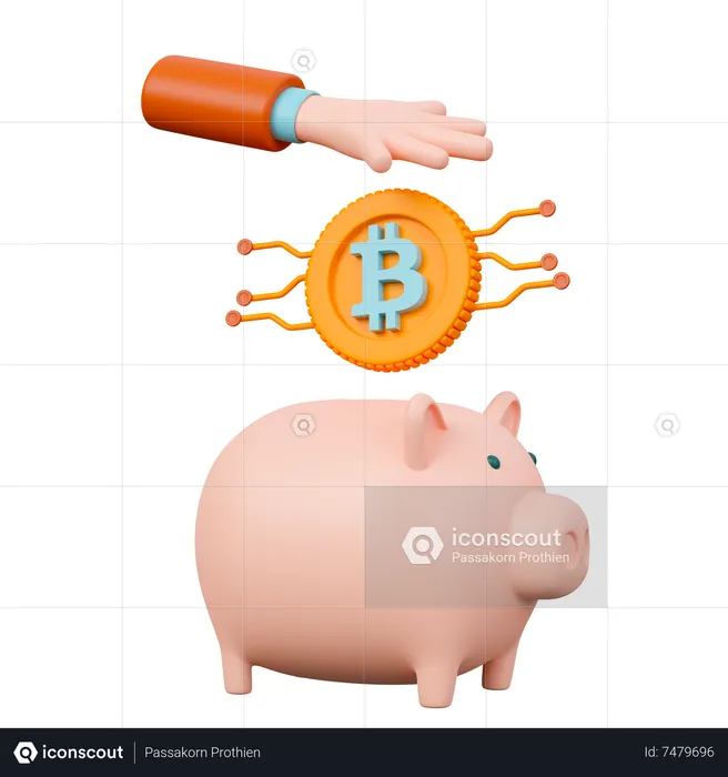Cryptocurrency Saving  3D Icon