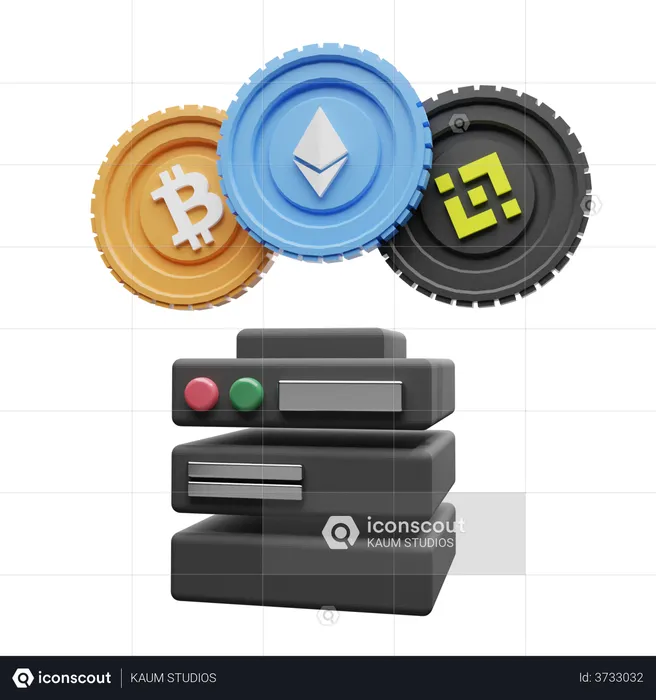 Cryptocurrency Server  3D Illustration