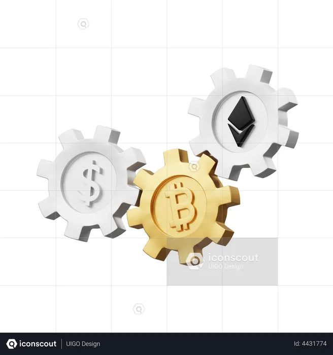 Cryptocurrency Setting  3D Illustration
