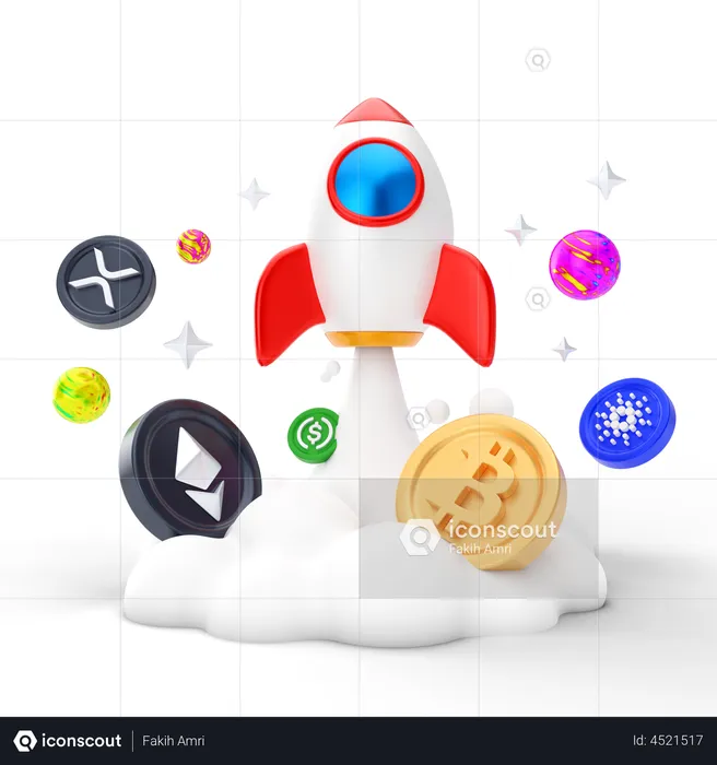 Cryptocurrency Startup  3D Illustration
