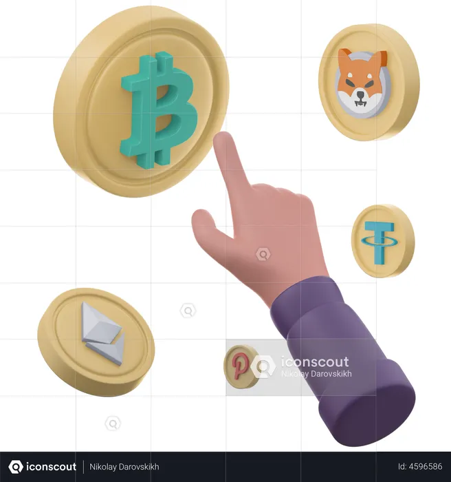 Cryptocurrency trading  3D Illustration