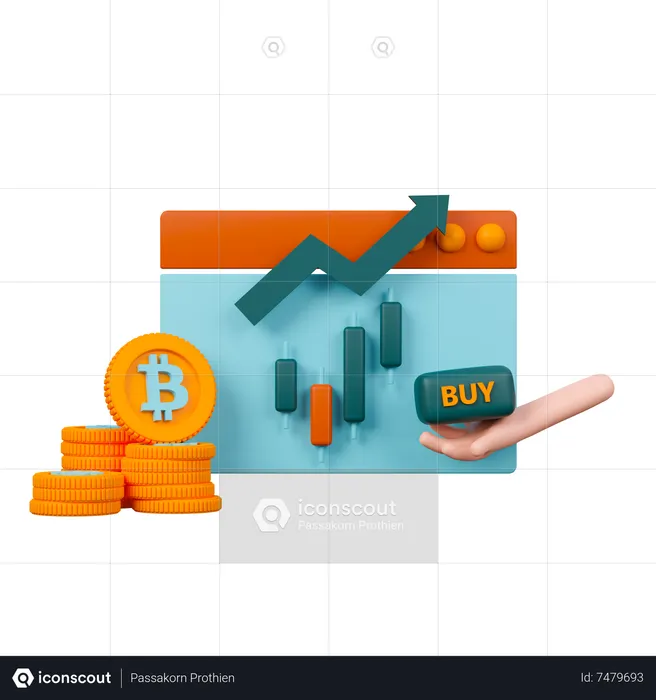 Cryptocurrency Trading  3D Icon