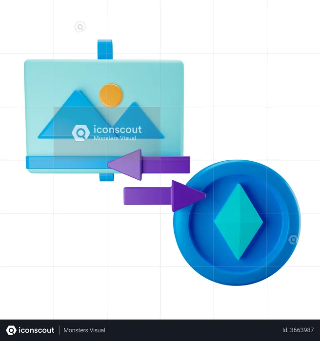 Cryptocurrency Trading Art  3D Illustration
