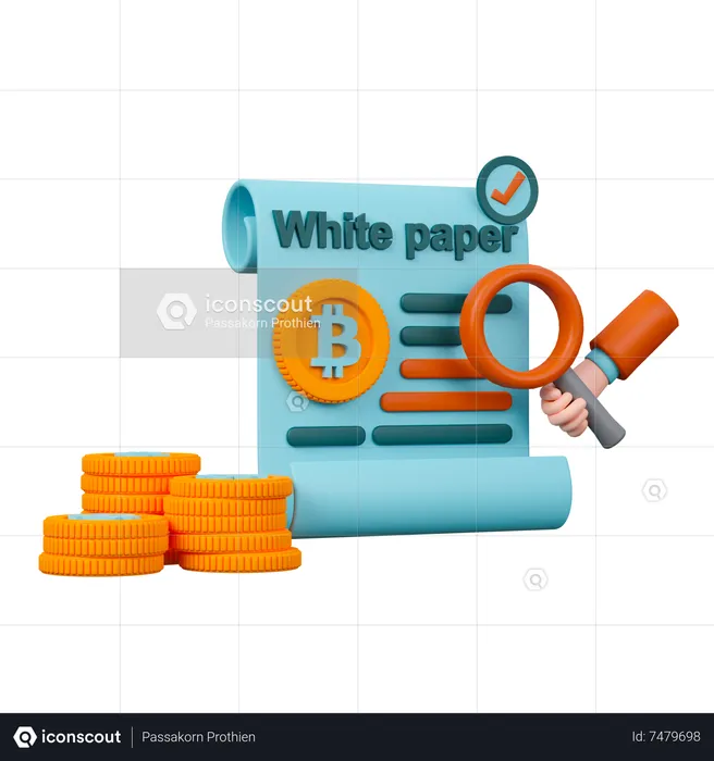Cryptocurrency White Paper  3D Icon