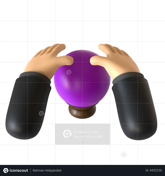 Crystal Ball Holding  3D Illustration