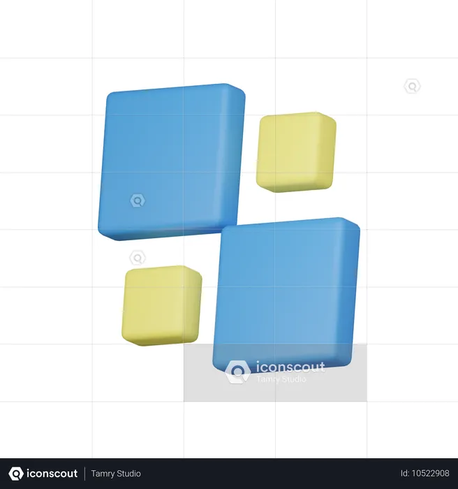 Cuadrado grande y pequeño  3D Icon