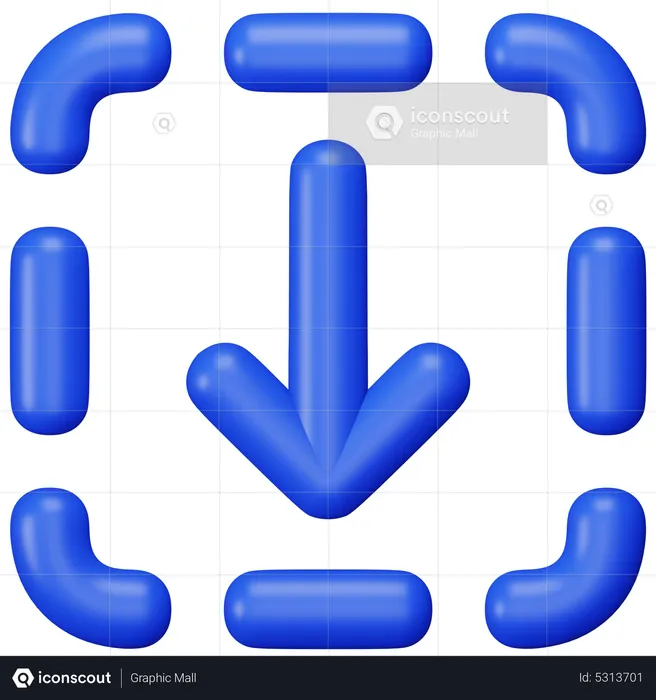 Flecha hacia abajo del cuadrado punteado  3D Icon