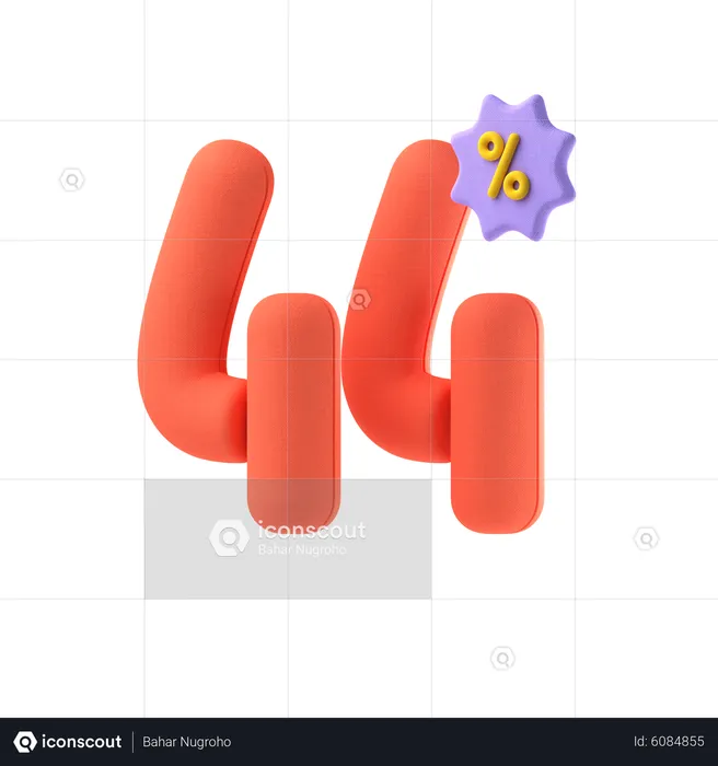 Descuento del cuarenta y cuatro por ciento  3D Icon