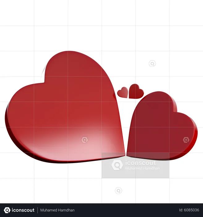 Cuatro corazones rojos  3D Icon