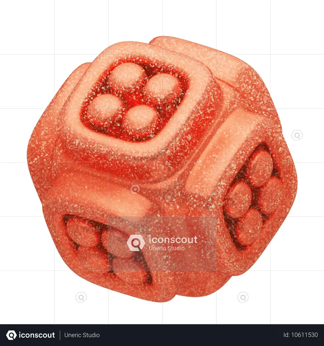 Cube abstrait en perles rouges pailletées  3D Icon