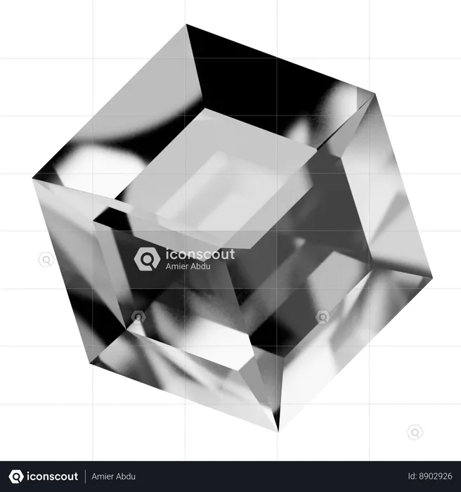 Cube Abstract Glass Shape  3D Icon