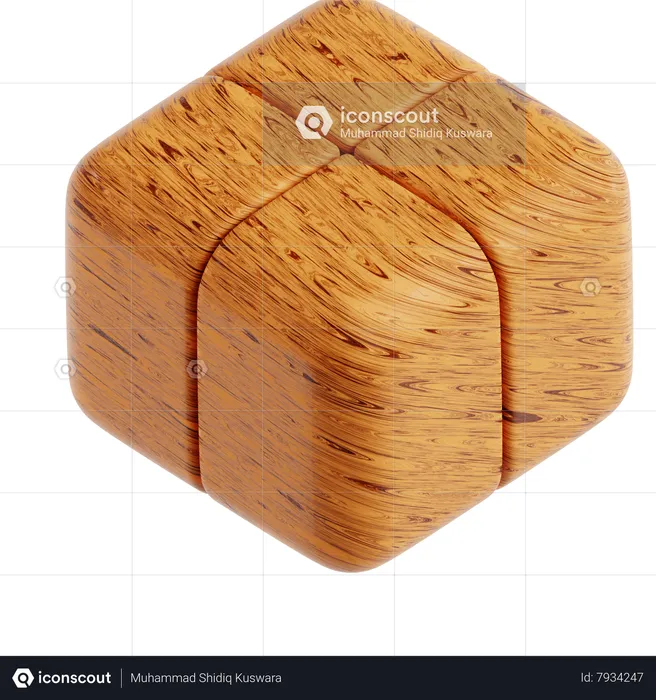 Wood Cube Abstract Shape  3D Icon