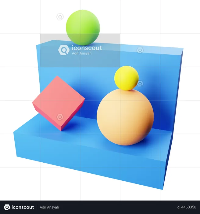 Cube and Sphere Abstract shape  3D Illustration