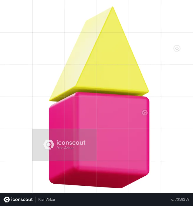 Cube And Triangular Prism  3D Icon