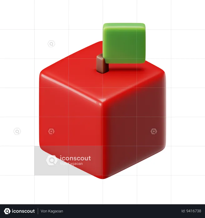 Cube Apple  3D Icon