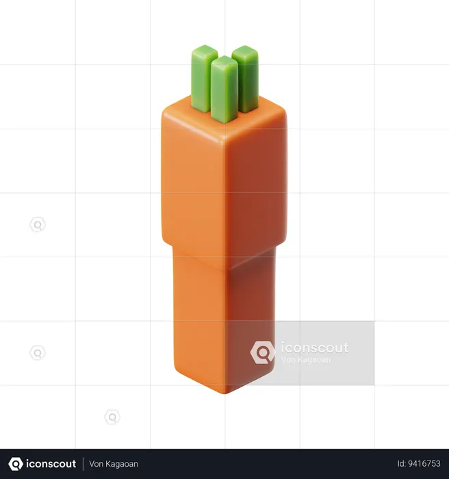 Cube Carrot  3D Icon