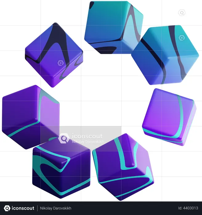 Cube Circle  3D Illustration