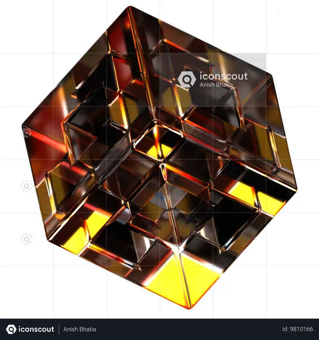 Cube Glass Abstract Shape  3D Icon