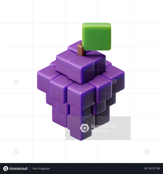 Cube Grapes Purple  3D Icon