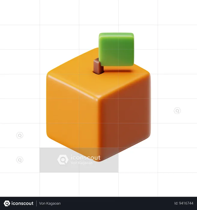 Cube Orange  3D Icon
