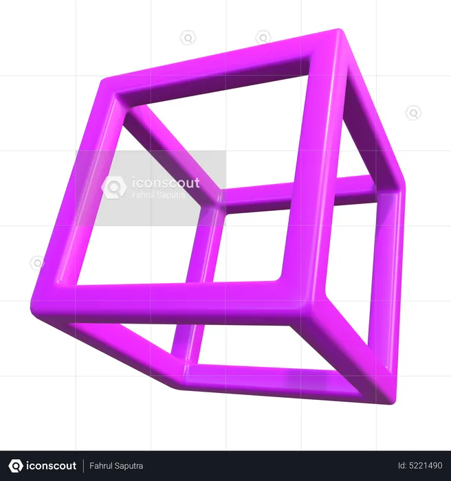 Cube Outline Shape  3D Icon