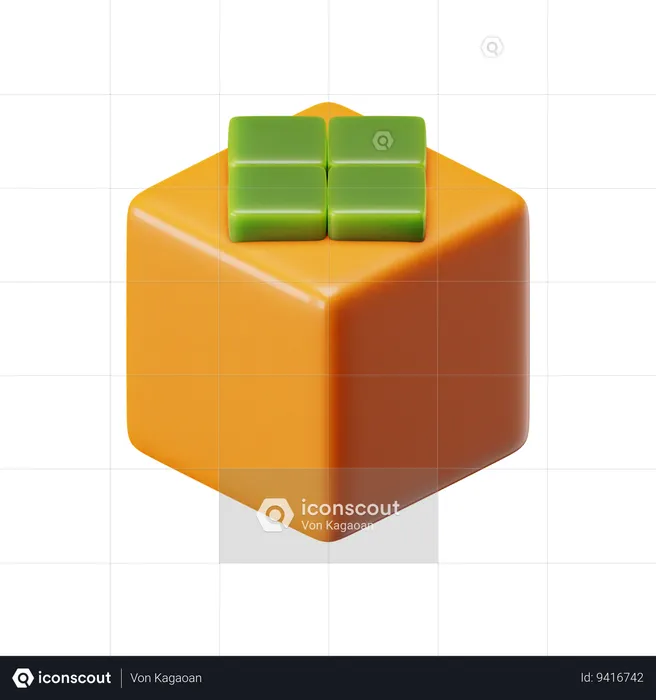 Cube Persimmon  3D Icon