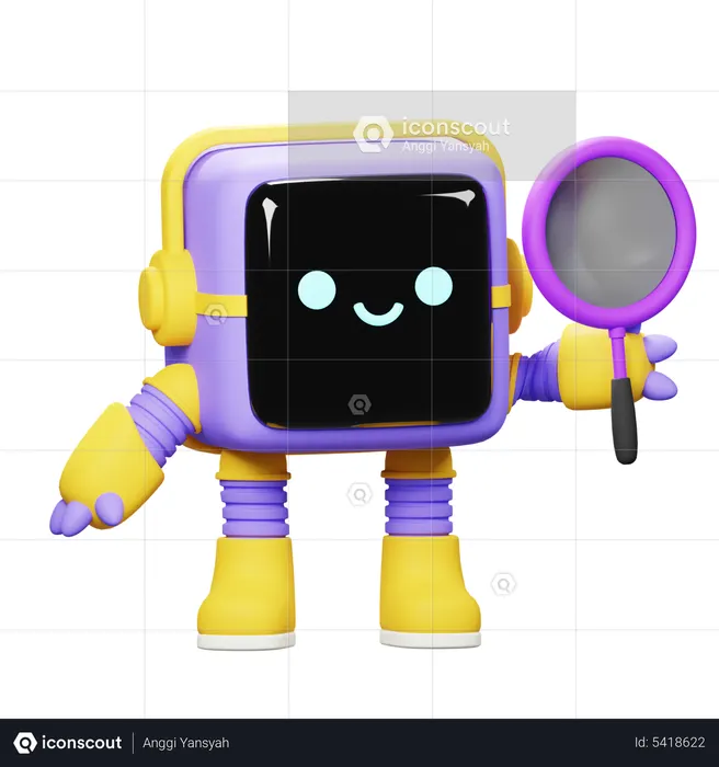 Cube robot with loop  3D Illustration