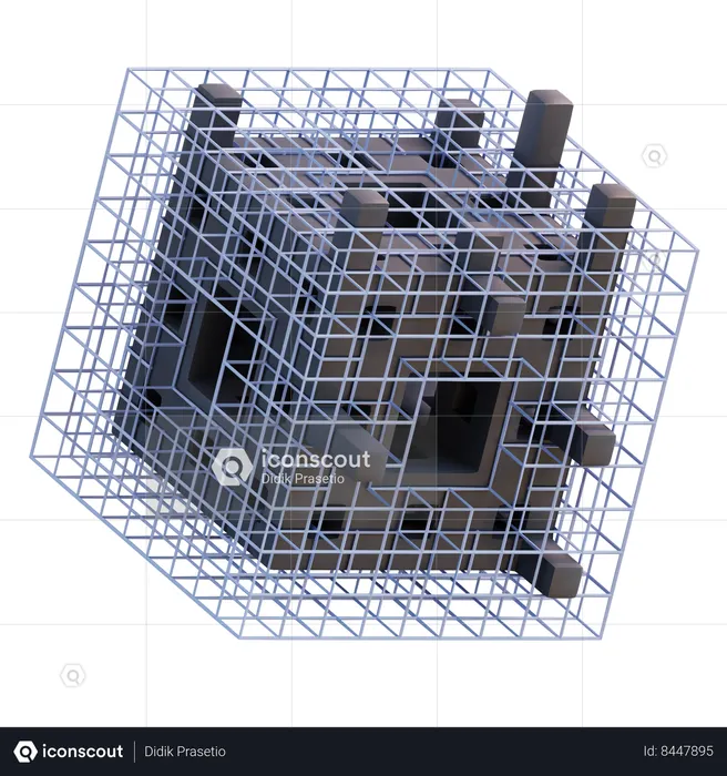 Cube Sponge Wireframe  3D Icon