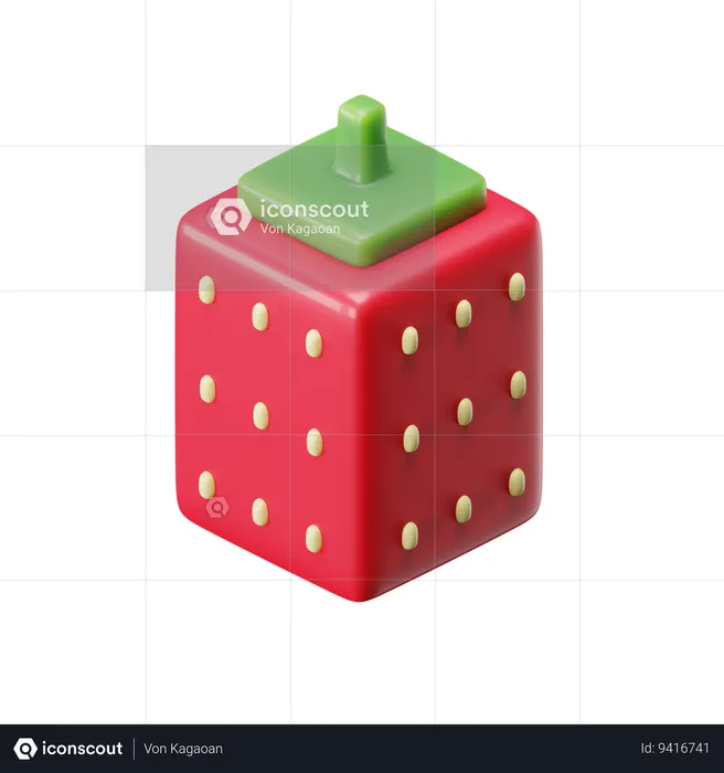 Cube Strawberry  3D Icon