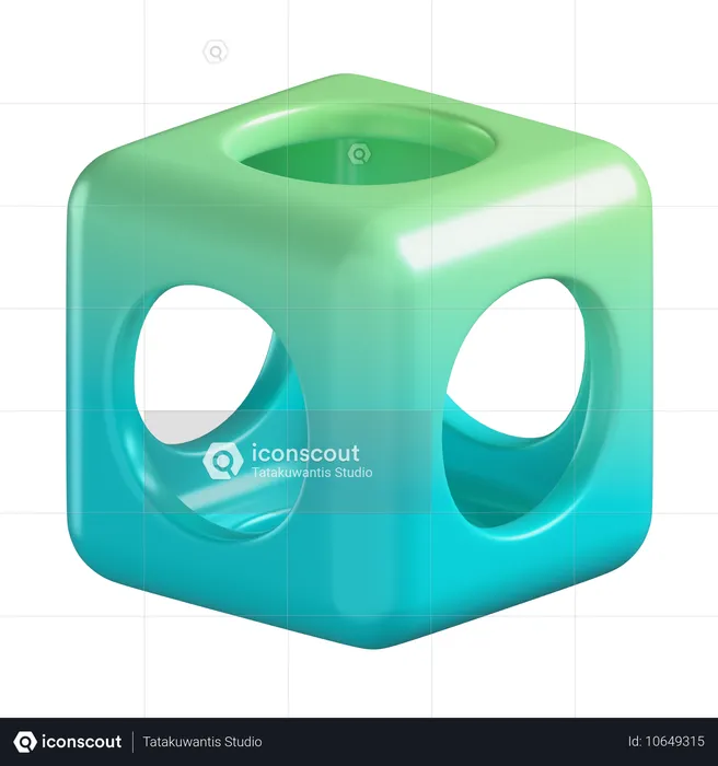 Cube With Holes  3D Icon