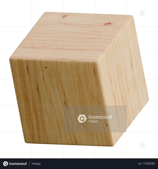 Cube Wooden Abstract Shape  3D Icon