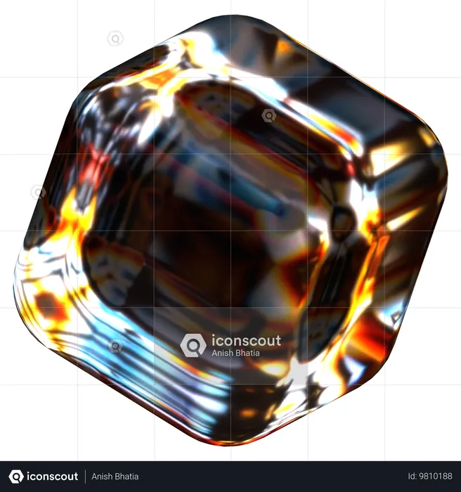 Forma astratta di vetro del cubo  3D Icon