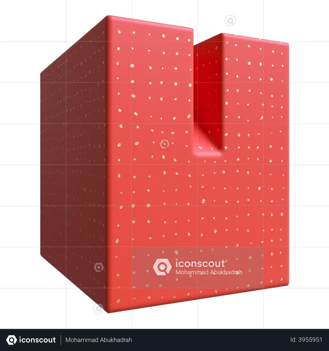 Cuboid with Incision  3D Illustration