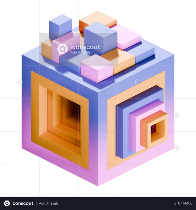 Cubos de forma abstracta  3D Icon