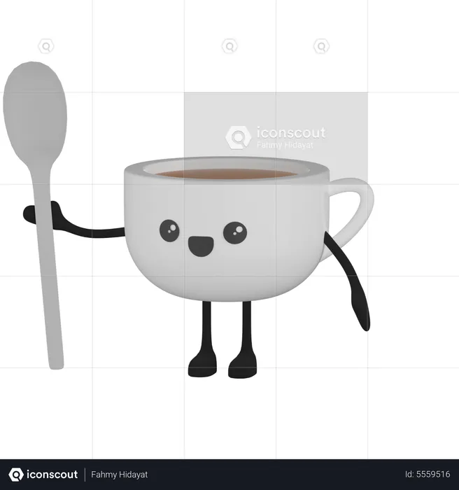 Personaje de taza de café  3D Icon