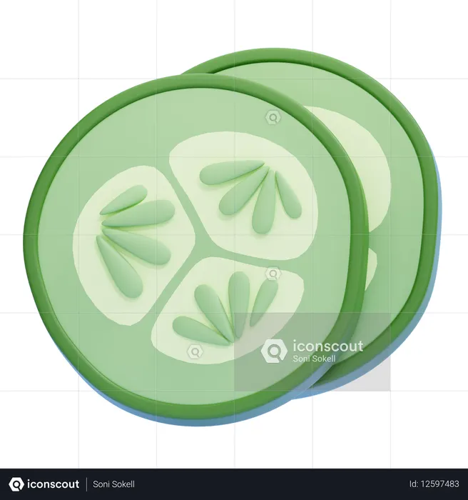 Cucumber Slice  3D Icon
