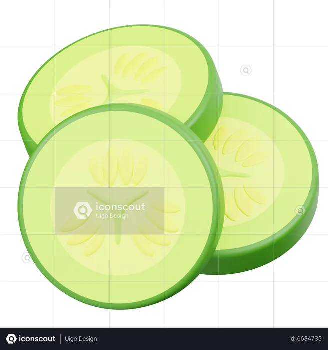 Cucumber Slices  3D Icon