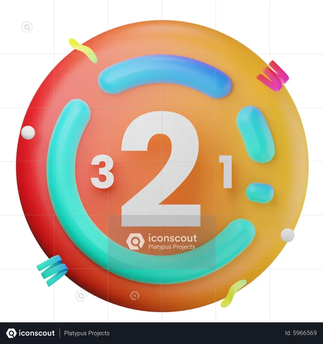 Cuenta regresiva de año nuevo  3D Icon