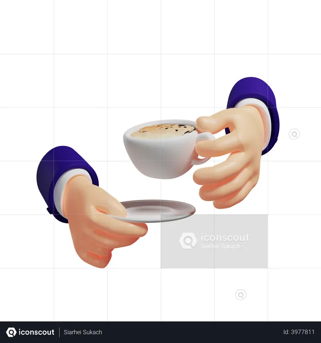 Cup of coffee in hands  3D Illustration