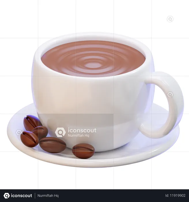 Cup Of Coffee With Beans  3D Icon