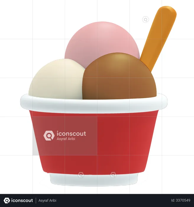Cup of ice cream  3D Illustration