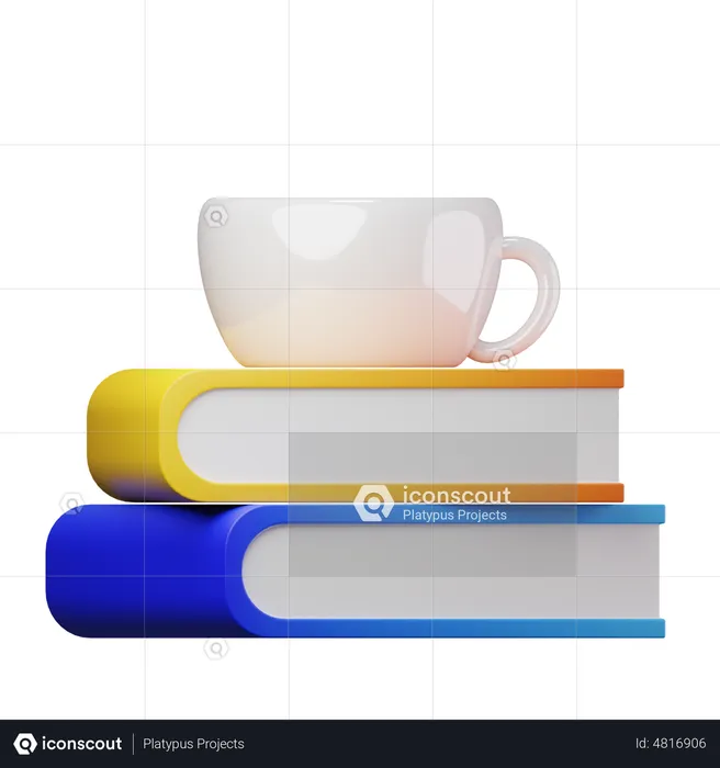 Cup On Book Stack  3D Icon