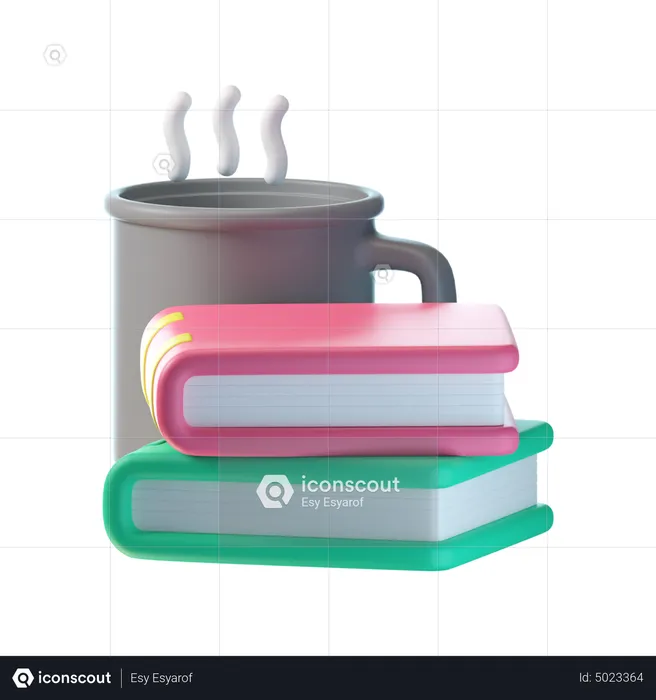 Cup On Book Stack  3D Icon